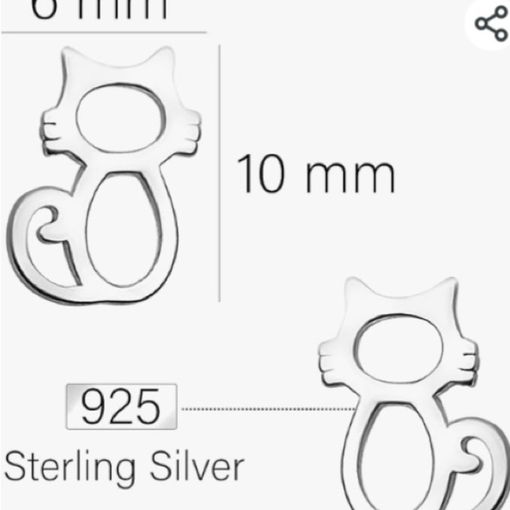 New with box Sterling Silver minimalist cats studs - Picture 4 of 6